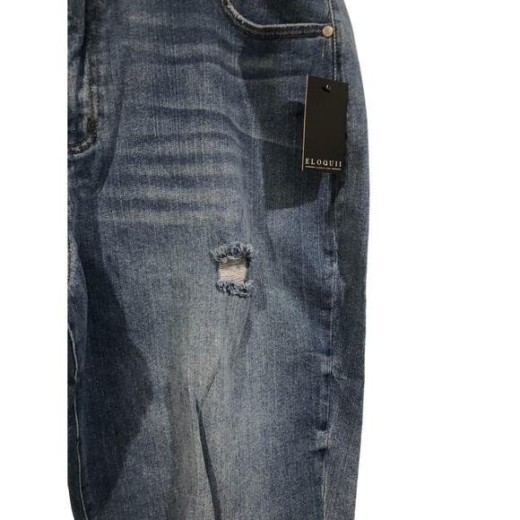 NWT NEW‎ Eloquii Classic Fit Stretch Denim Mom Jean Denim Jeans Distressed - Picture 10 of 16